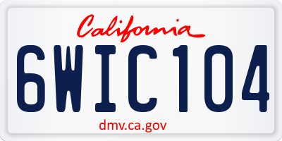 CA license plate 6WIC104