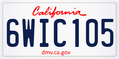 CA license plate 6WIC105