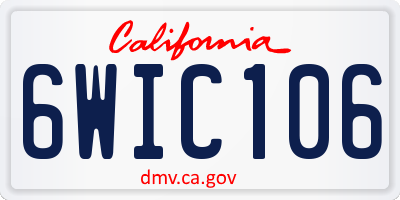 CA license plate 6WIC106