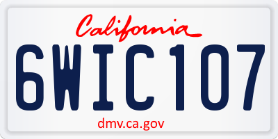 CA license plate 6WIC107