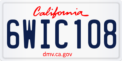 CA license plate 6WIC108