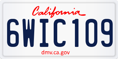 CA license plate 6WIC109