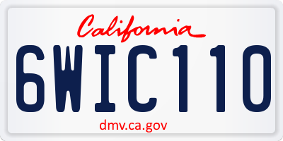 CA license plate 6WIC110
