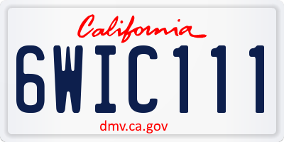 CA license plate 6WIC111