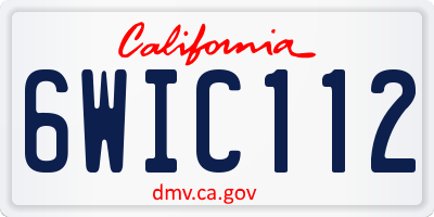 CA license plate 6WIC112