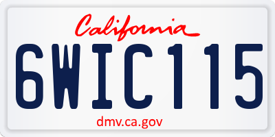 CA license plate 6WIC115