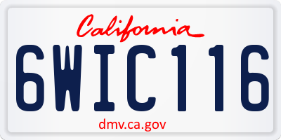 CA license plate 6WIC116