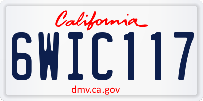 CA license plate 6WIC117