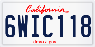 CA license plate 6WIC118