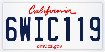 CA license plate 6WIC119