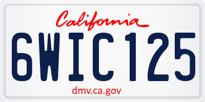 CA license plate 6WIC125