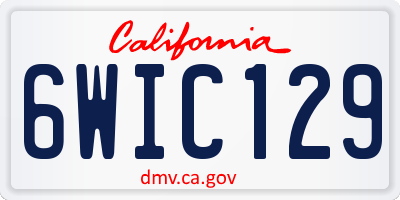 CA license plate 6WIC129