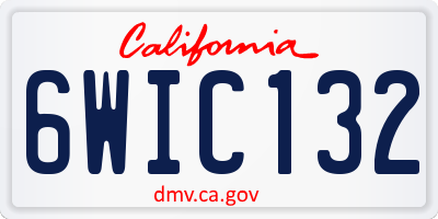 CA license plate 6WIC132