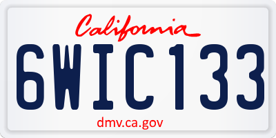 CA license plate 6WIC133