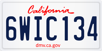 CA license plate 6WIC134