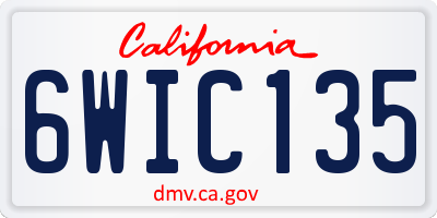 CA license plate 6WIC135