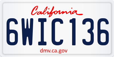 CA license plate 6WIC136