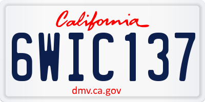 CA license plate 6WIC137