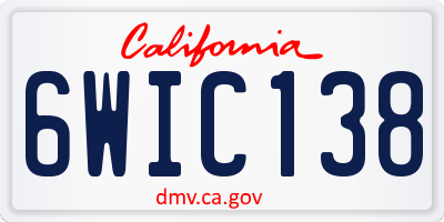 CA license plate 6WIC138