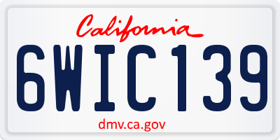 CA license plate 6WIC139