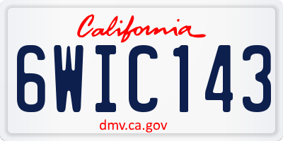 CA license plate 6WIC143