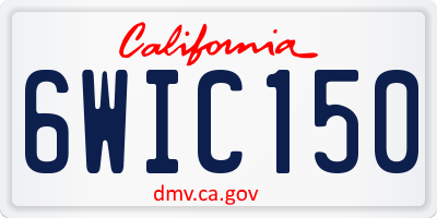 CA license plate 6WIC150