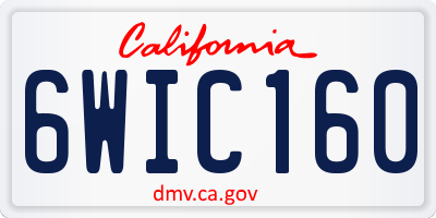 CA license plate 6WIC160