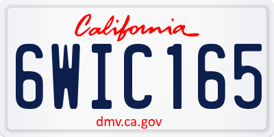 CA license plate 6WIC165
