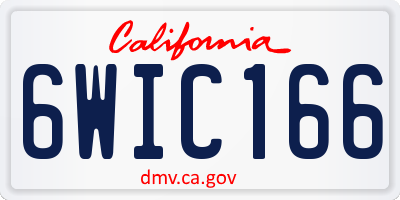 CA license plate 6WIC166