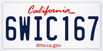 CA license plate 6WIC167