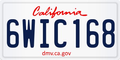 CA license plate 6WIC168