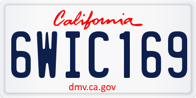 CA license plate 6WIC169