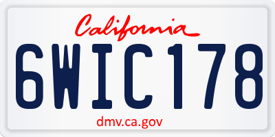 CA license plate 6WIC178