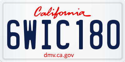CA license plate 6WIC180