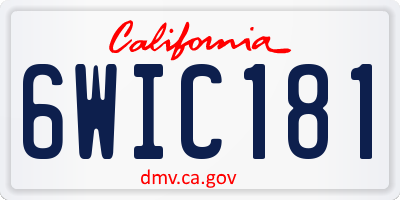 CA license plate 6WIC181