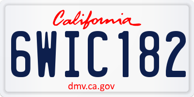 CA license plate 6WIC182