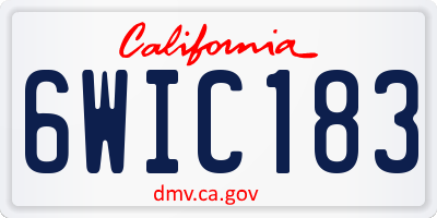 CA license plate 6WIC183