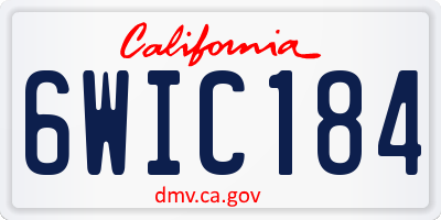 CA license plate 6WIC184