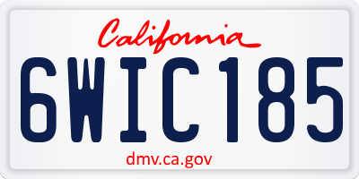 CA license plate 6WIC185