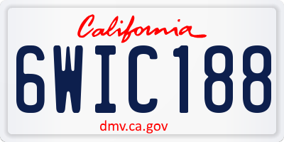 CA license plate 6WIC188