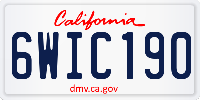 CA license plate 6WIC190