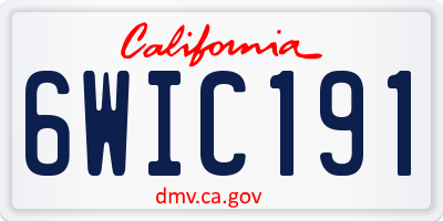 CA license plate 6WIC191