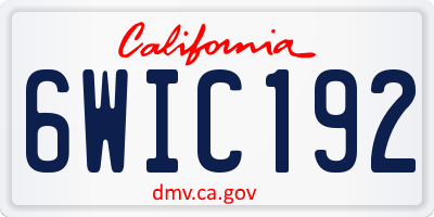 CA license plate 6WIC192