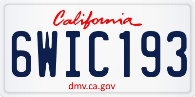 CA license plate 6WIC193