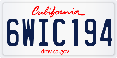 CA license plate 6WIC194