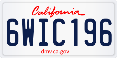 CA license plate 6WIC196