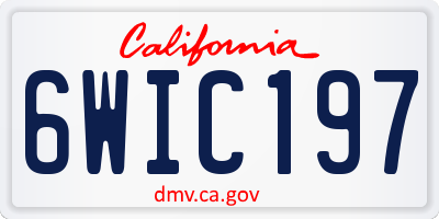CA license plate 6WIC197