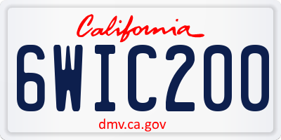 CA license plate 6WIC200