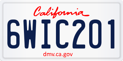 CA license plate 6WIC201