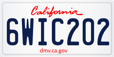 CA license plate 6WIC202
